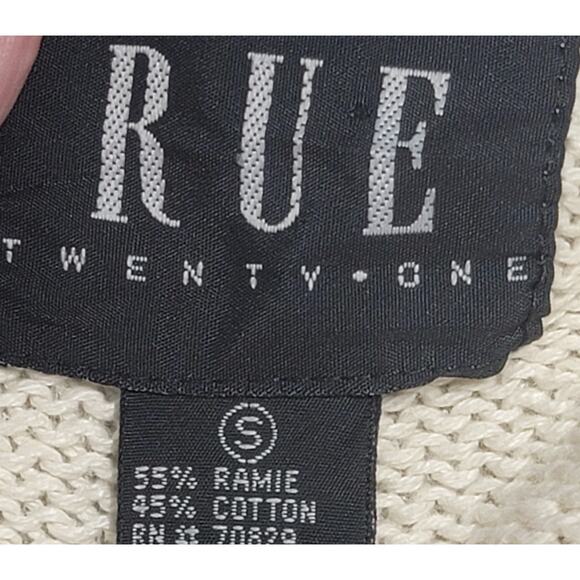 Rue 21 Cream Open Front Embroidered Cardigan Sweater Small Lightweight Soft - Picture 4 of 9